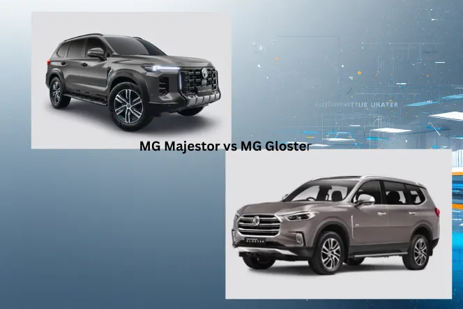 MG Majestor and MG Gloster side-by-side comparison highlighting exterior design differences and SUV stance