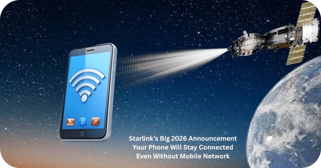 Starlink satellite providing mobile network connectivity directly to smartphones on Earth